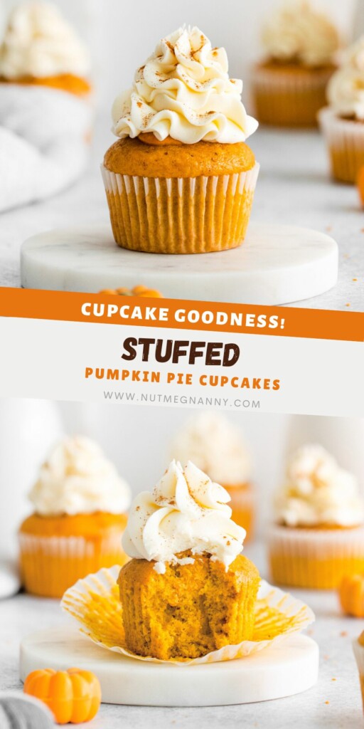Pumpkin Pie Cupcakes pin for Pinterest. 