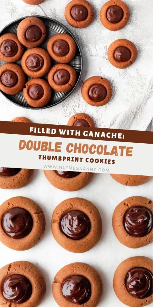 Double Chocolate Thumbprint Cookies pin for Pinterest. 