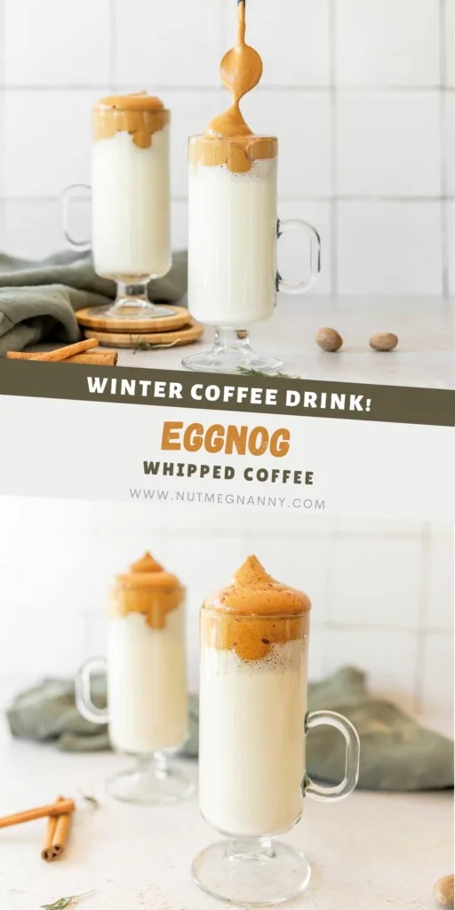 Eggnog Whipped Coffee pin for Pinterest. 