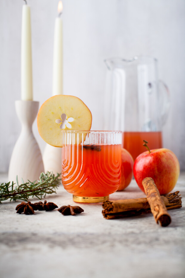 Instant Pot Apple Cider in a glass. 
