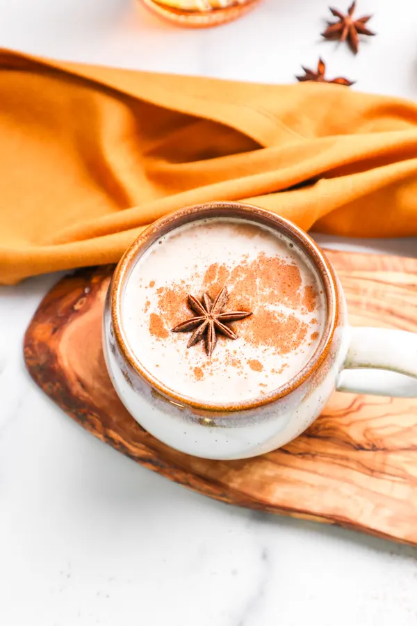 Skrewball Chai Tea Latte served with star anise. 
