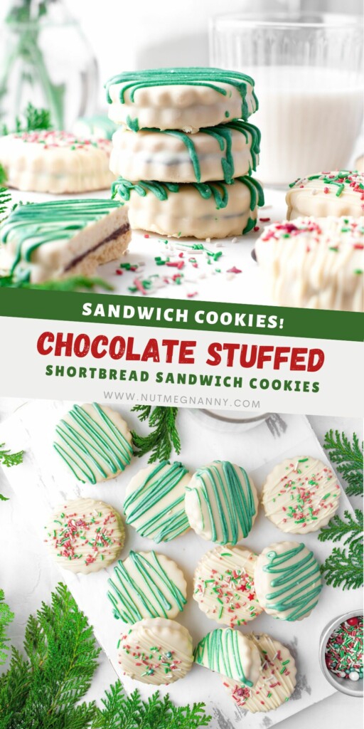 Chocolate Stuffed Shortbread Cookies pin for pinterest. 