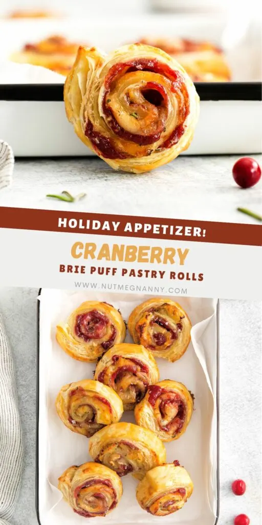 Cranberry Brie Pinwheels pin for Pinterest. 