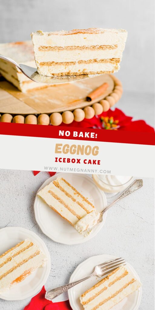 Eggnog Icebox Cake pin for Pinterest. 