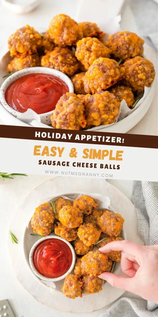 Sausage Cheese Balls pin for Pinterest. 
