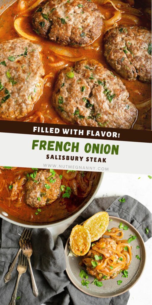 French Onion Salisbury Steak pin for Pinterest. 