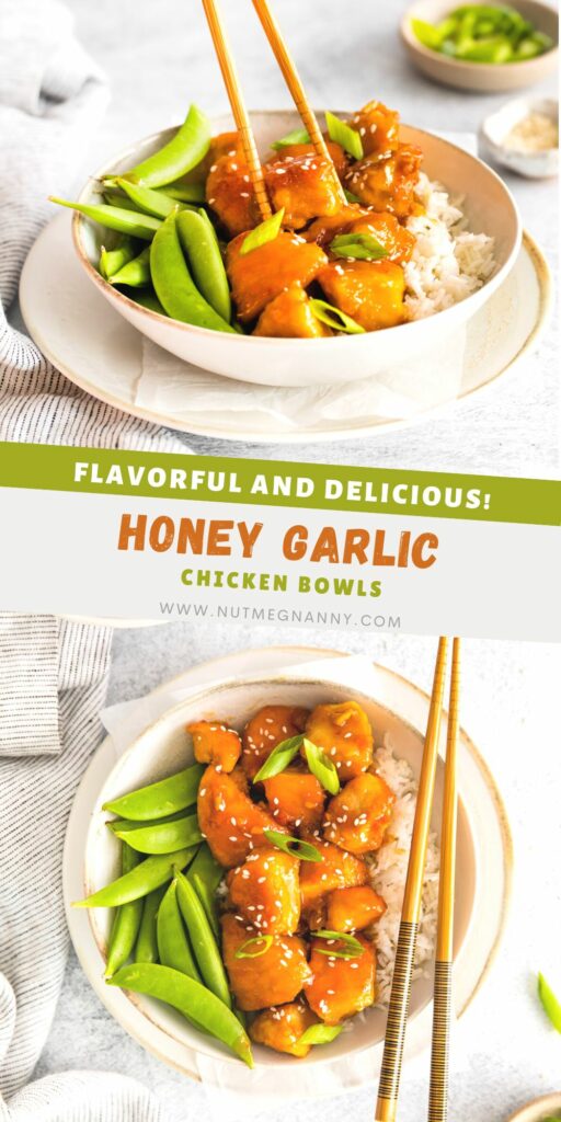 Honey Garlic Chicken Bowls pin for Pinterest. 