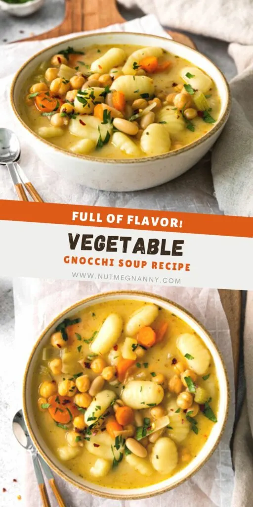 Vegetable Gnocchi Soup pin for Pinterest. 