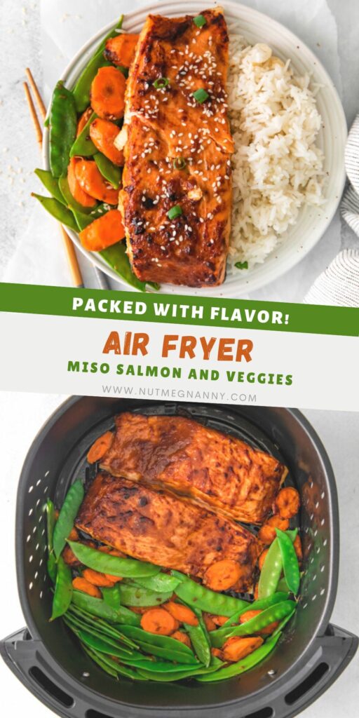 Air Fryer Miso Salmon pin for Pinterest. 