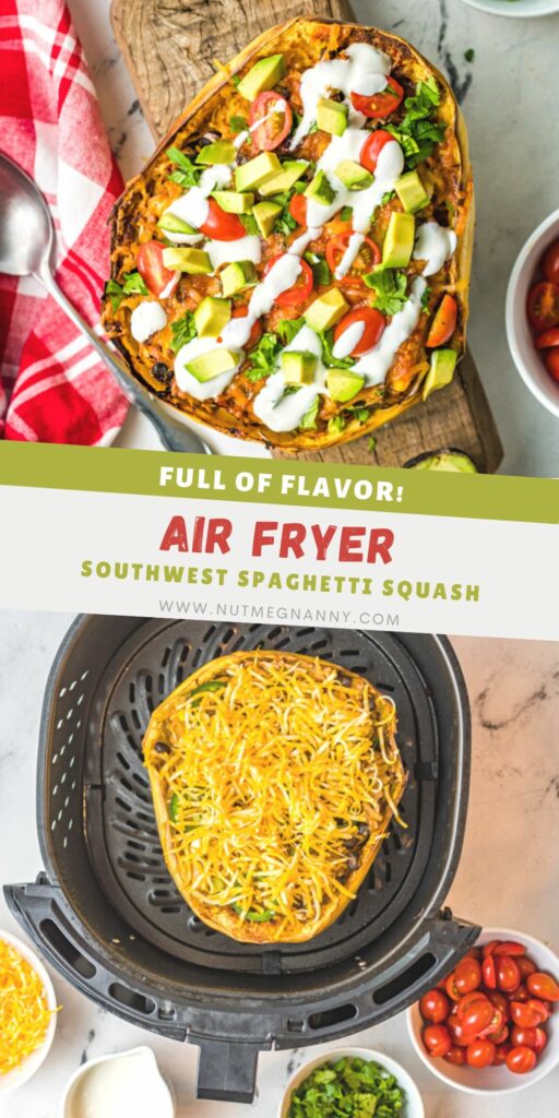 Air Fryer Southwest Spaghetti Squash pin for Pinterest. 