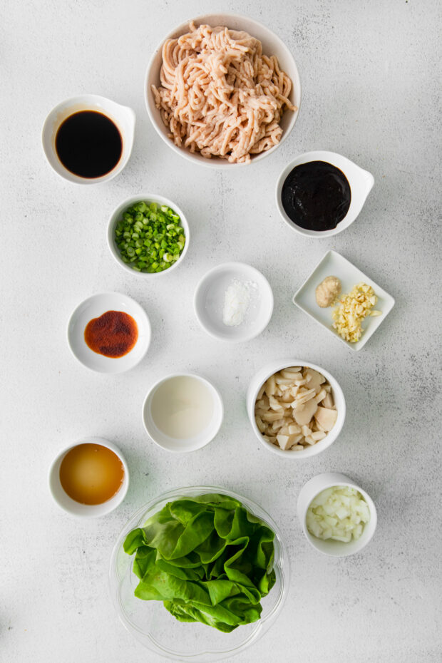 Ingredients to make copycat P.F. Chang's Chicken Lettuce Wraps. 