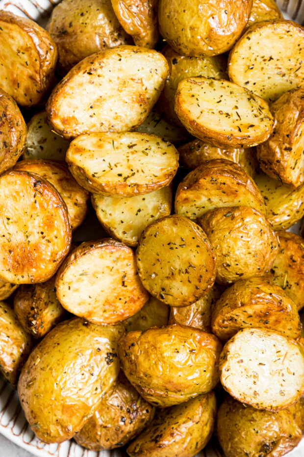 Air Fryer Roasted Potatoes close up. 