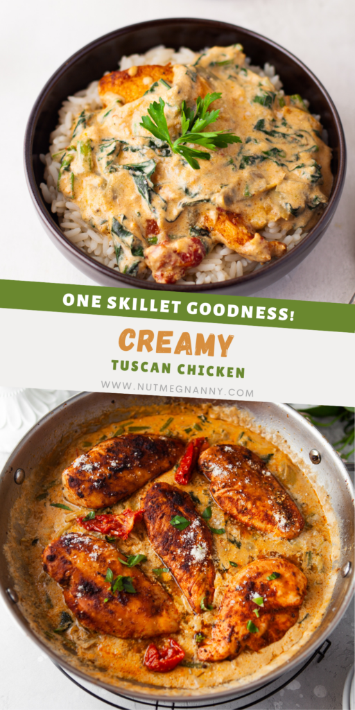 Creamy Tuscan Chicken pin for pinterest.