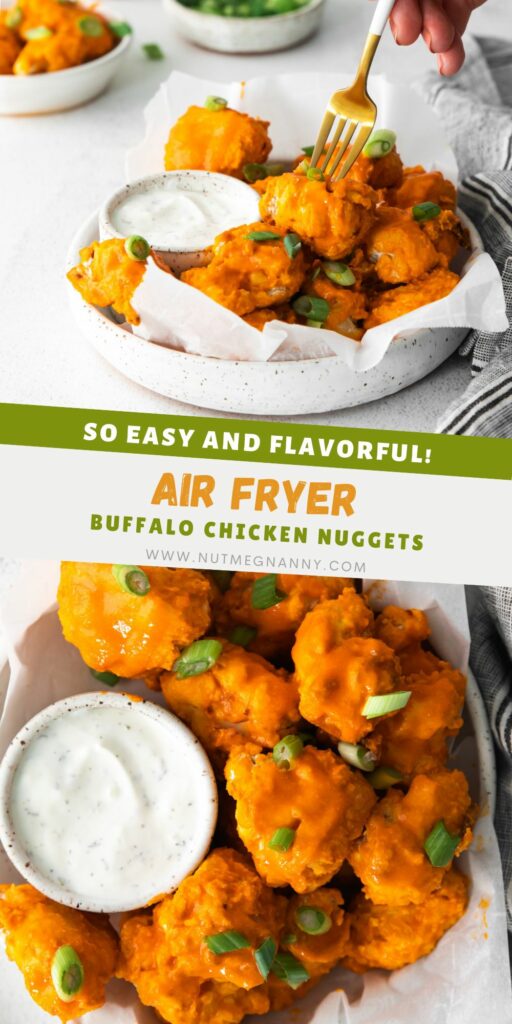 Air Fryer Buffalo Chicken Nuggets pin for Pinterest. 