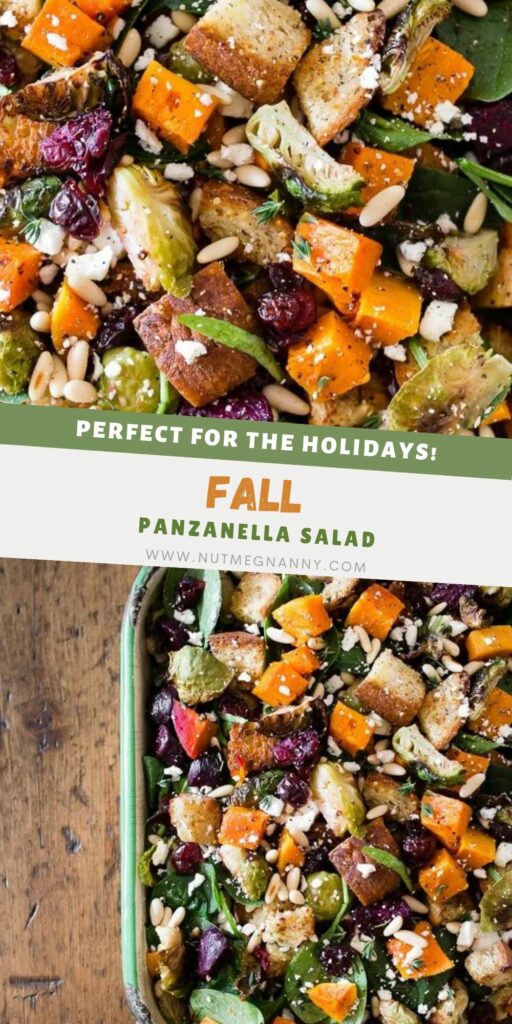 Fall Panzanella Salad pin for Pinterest. 