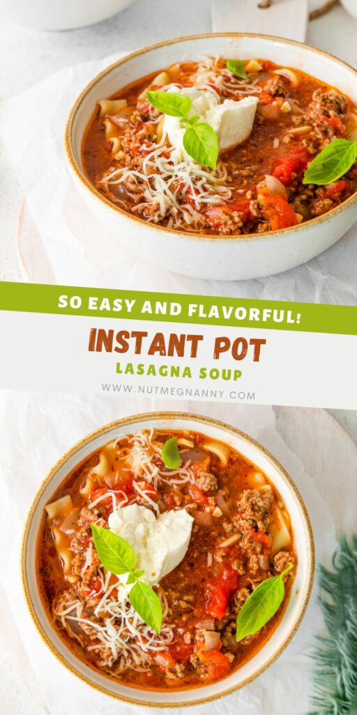 Instant Pot Lasagna Soup pin for Pinterest. 
