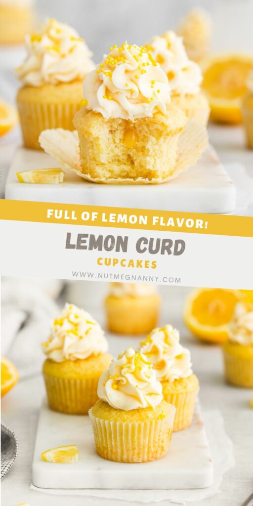 Lemon Curd Cupcakes pin for Pinterest. 