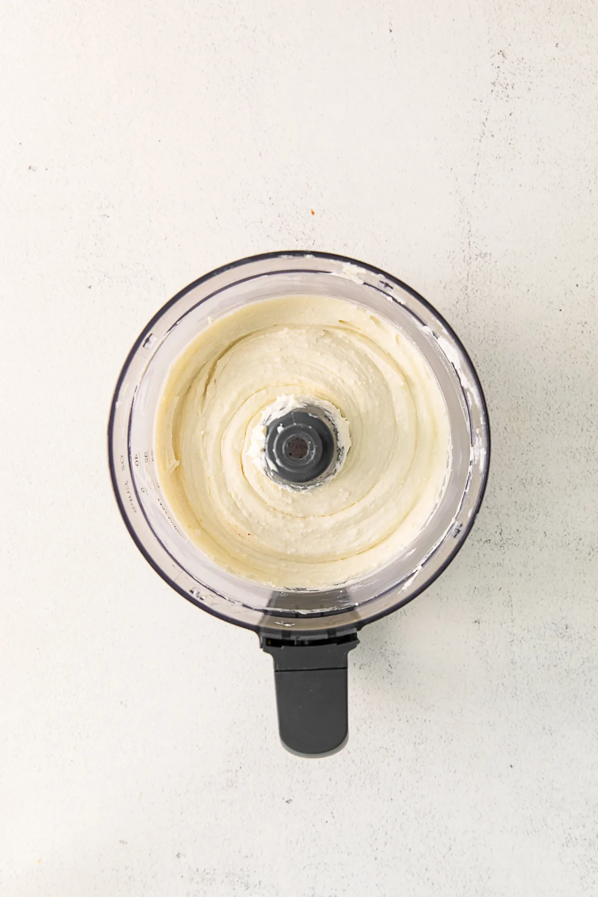 Whipped feta in a food processor. 