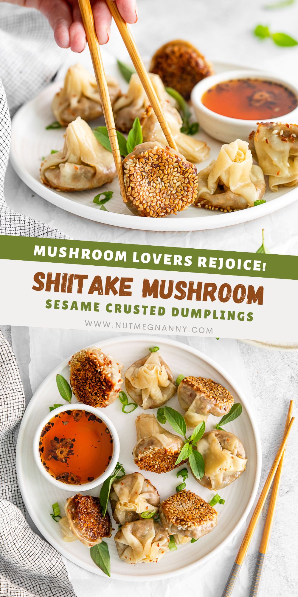 Shiitake Mushroom Dumplings pin for Pinterest. 
