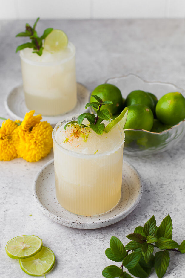 Classic Margarita topped with tajin. 