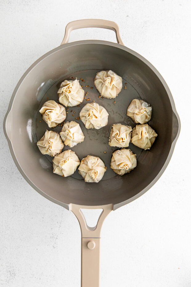 Dumplings in a pan. 