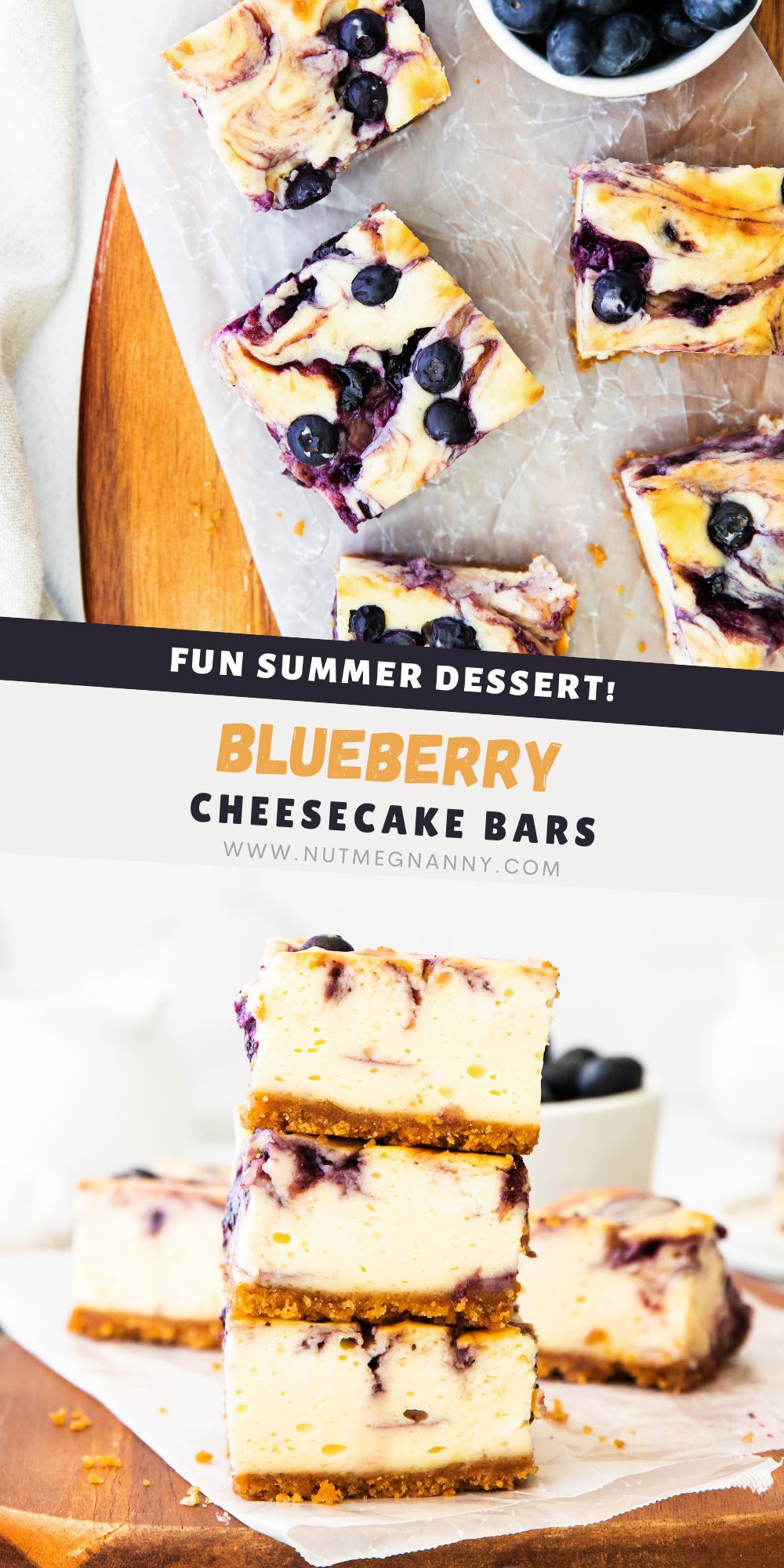 Blueberry Cheesecake Bars pin for Pinterest. 