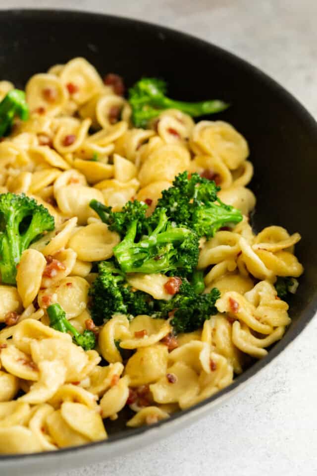 Broccoli Rabe Pancetta Pasta - Nutmeg Nanny