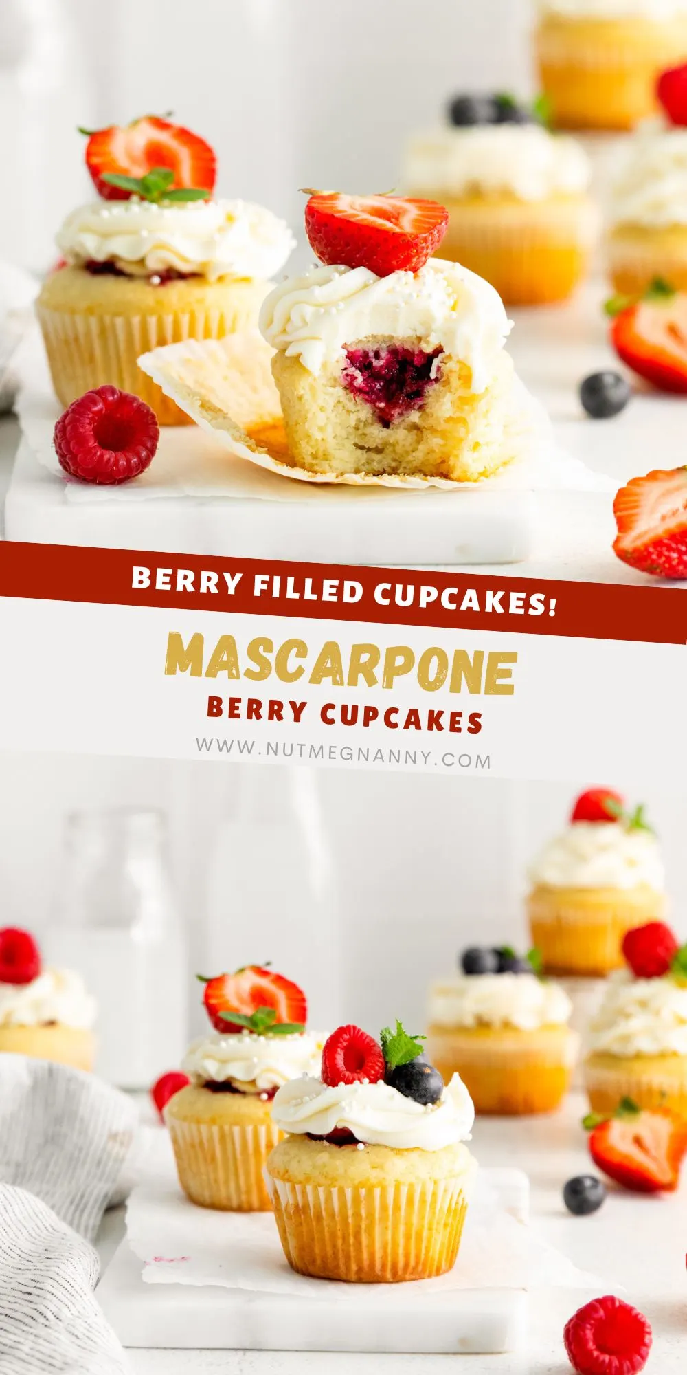 Mascarpone Berry Cupcakes Pin for Pinterest.