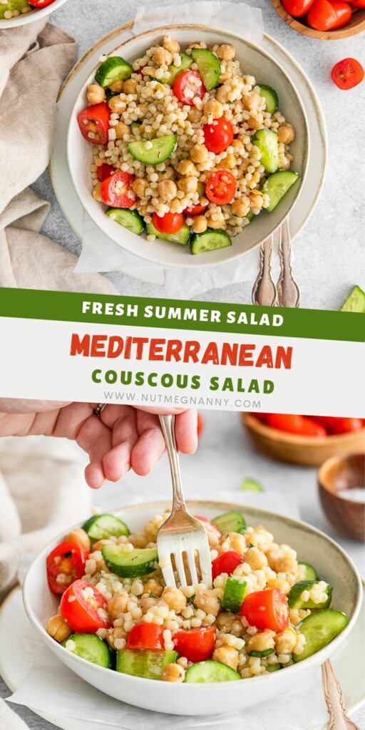 Mediterranean Couscous Salad pin for Pinterest. 