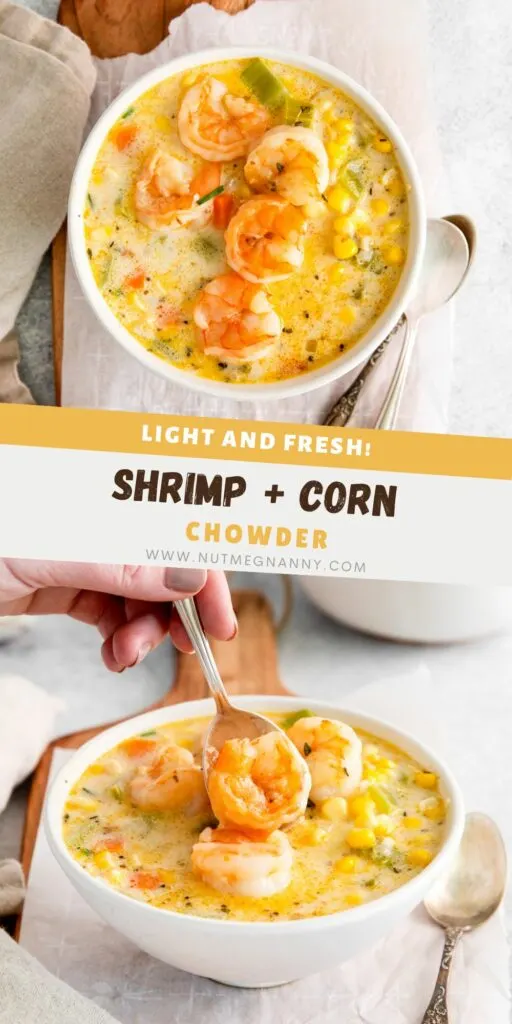 Shrimp Corn Chowder pin for Pinterest. 