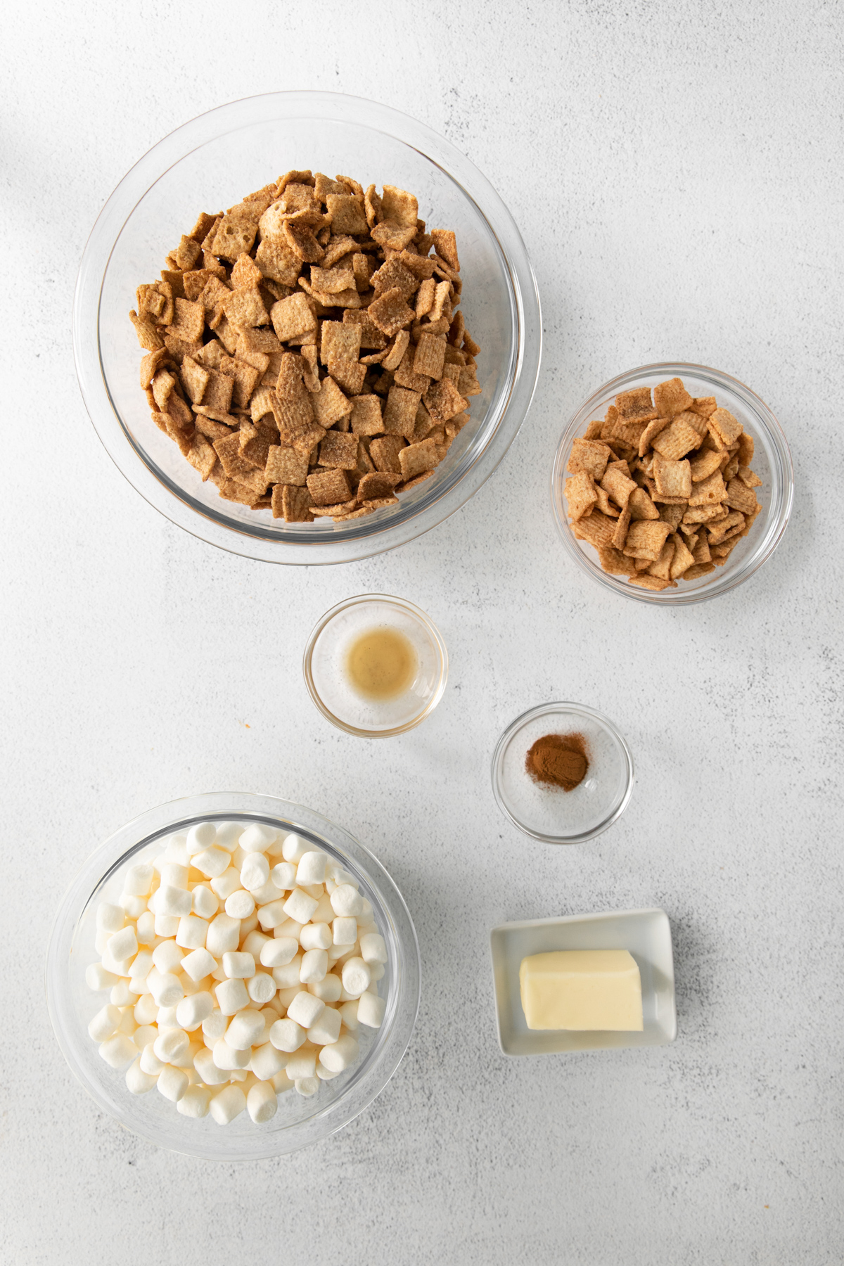 Cinnamon Toast Crunch Cereal Bar ingredients on a table. 