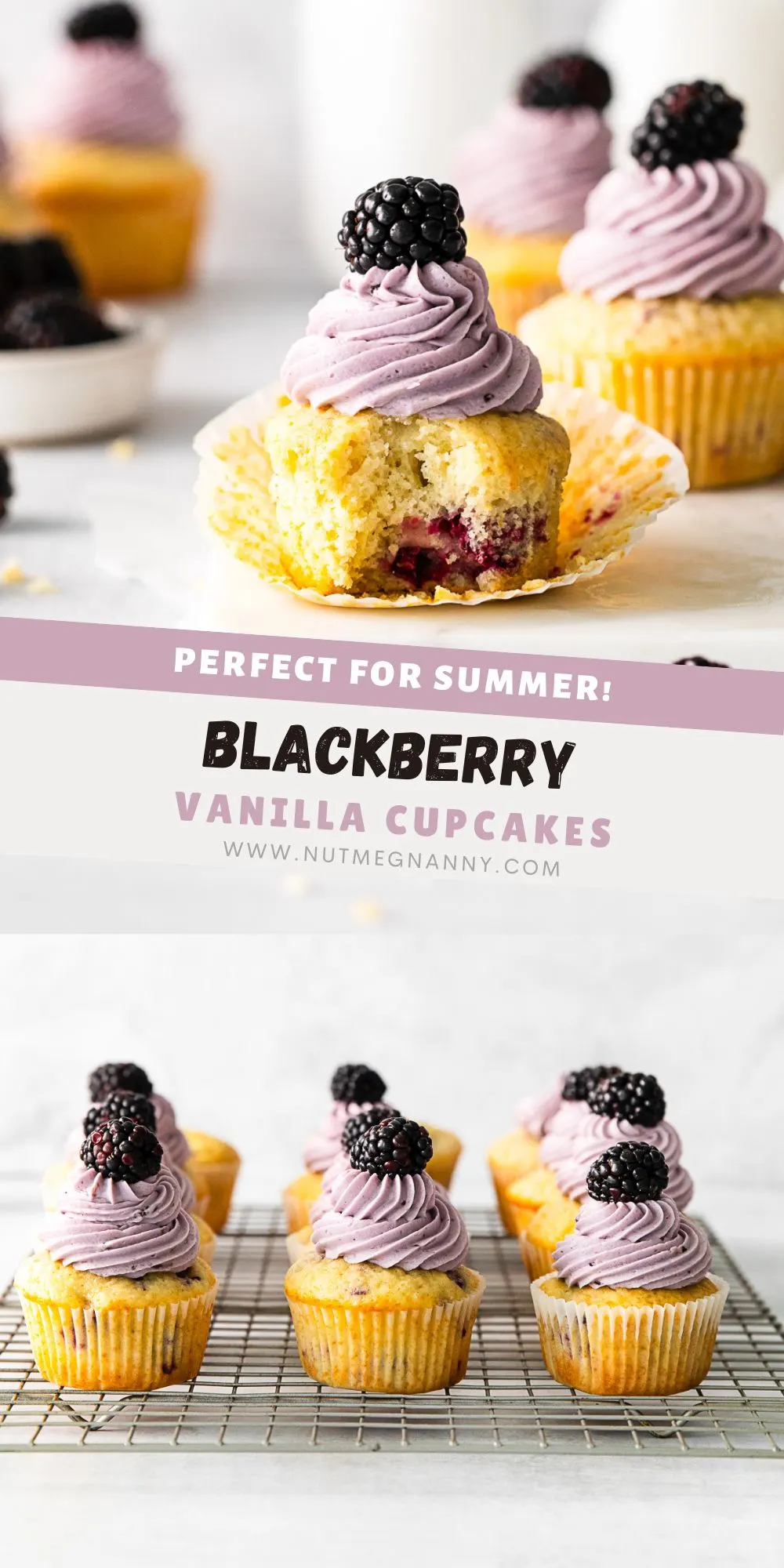Blackberry Cupcakes pin for Pinterest. 