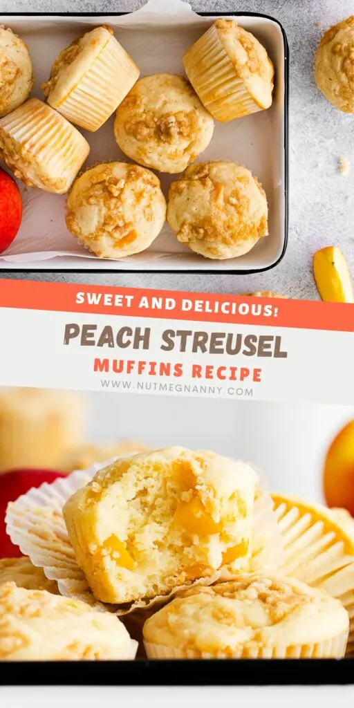 Peach Streusel Muffins pin for pinterest. 