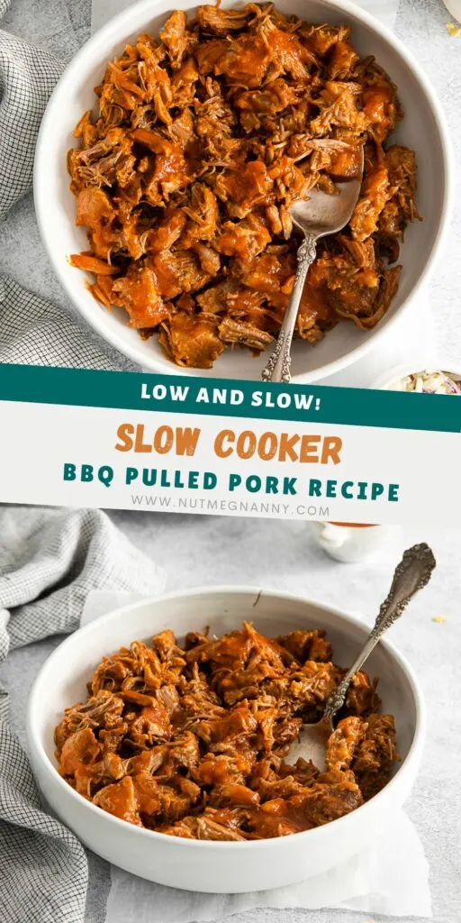 Slow Cooker BBQ Pulled Pork pin for Pinterest. 