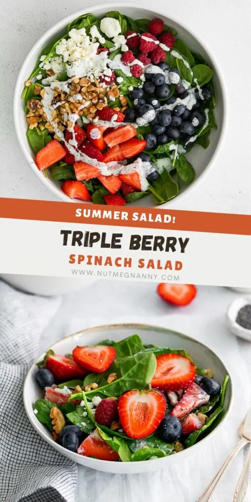 Spinach Berry Salad pin for Pinterest. 
