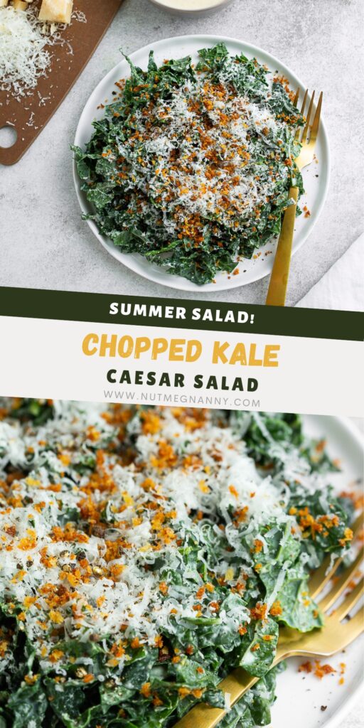 Chopped Kale Caesar Salad pin for Pinterest. 