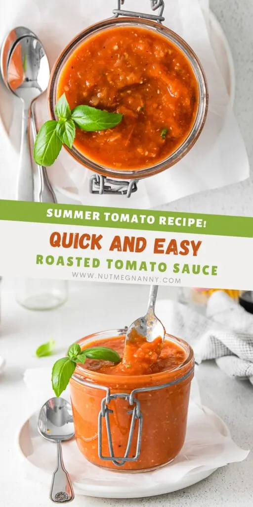 Roasted Tomato Sauce pin for Pinterest. 