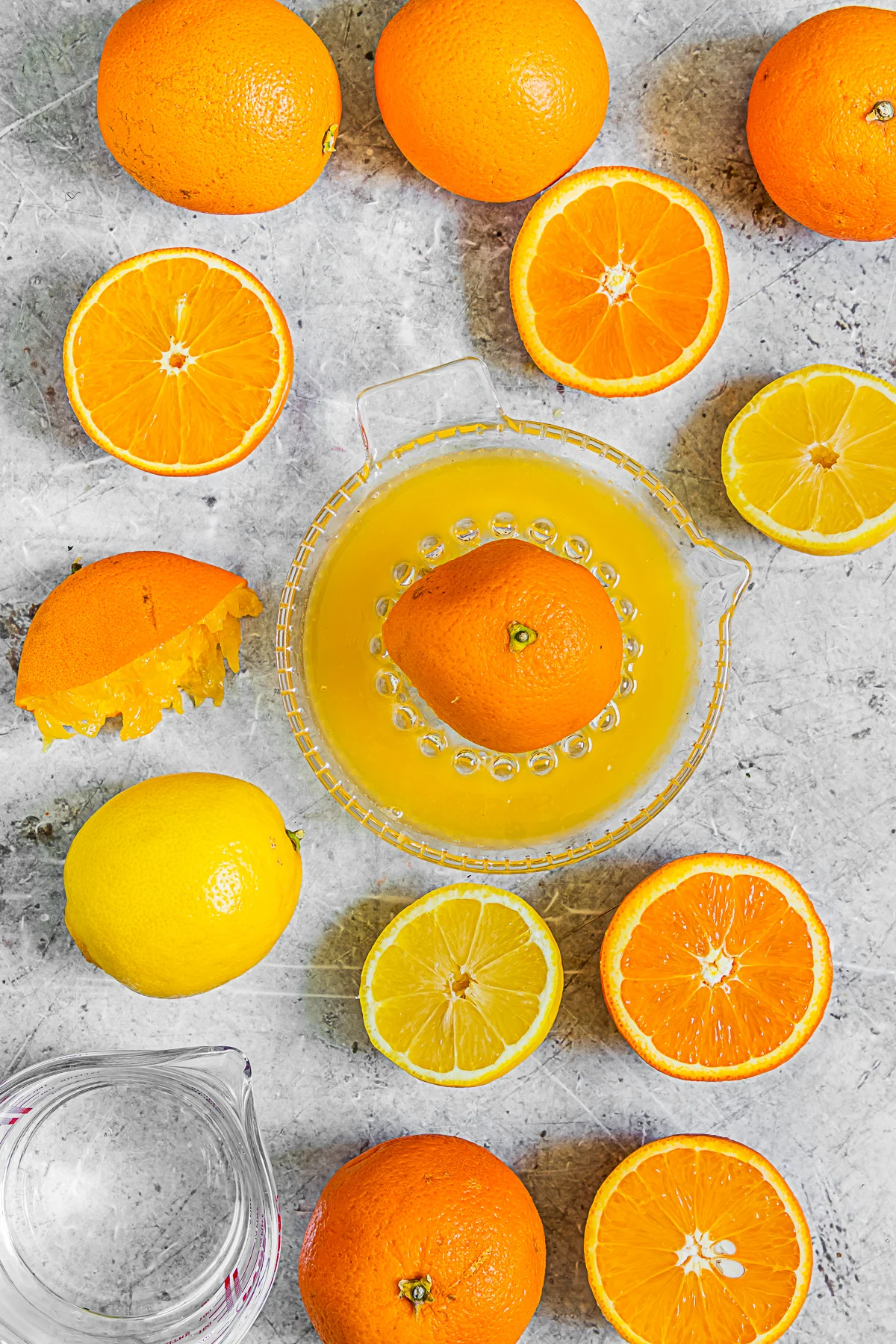 Fresh orange being juiced. 