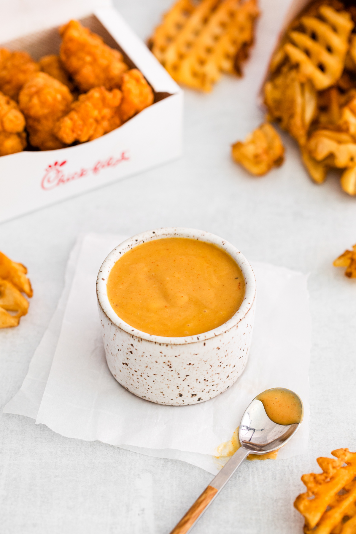 Copycat Chick-fil-A Sauce in a small dipping bowl. 