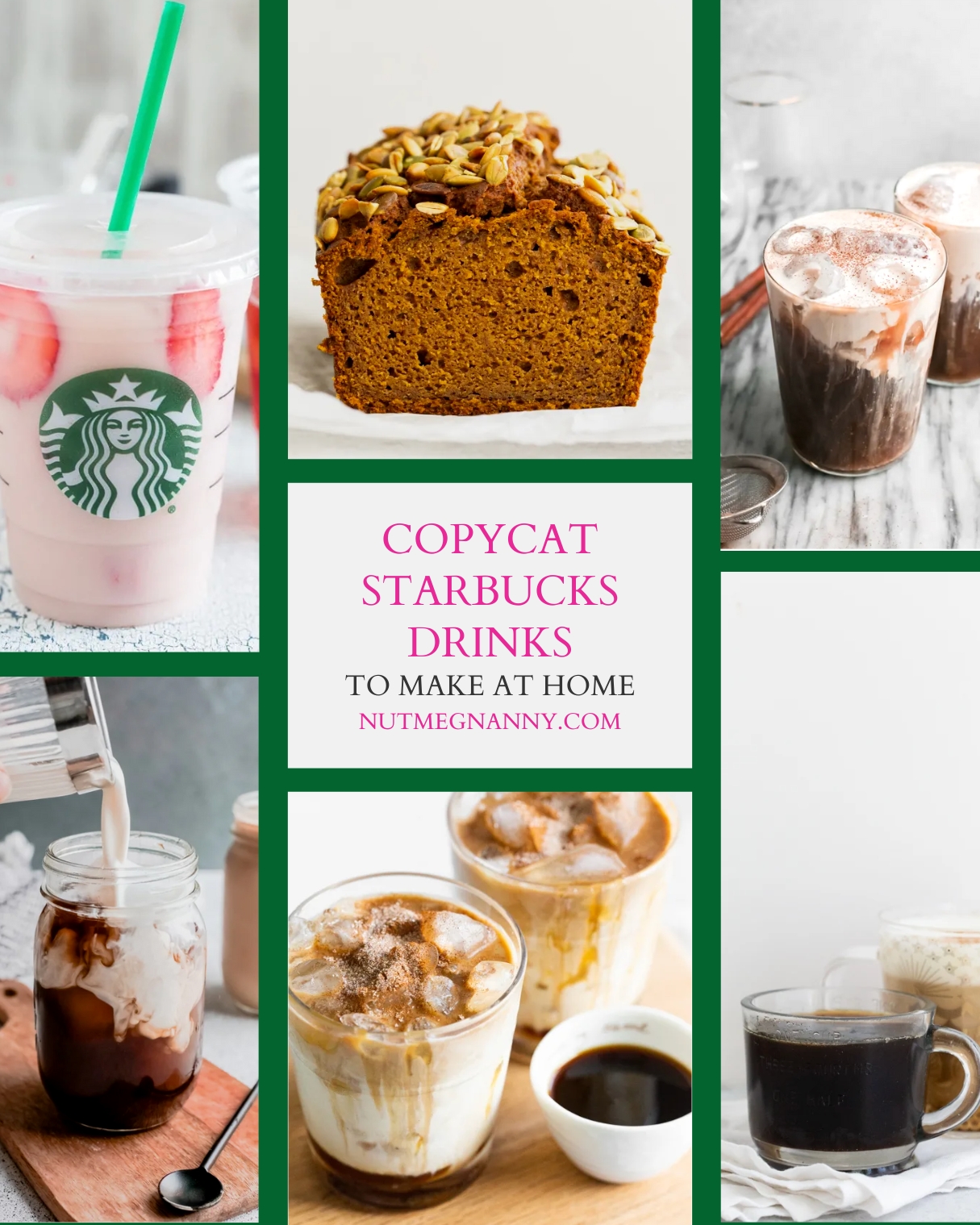 Copycat Starbucks Recipes to Make at Home collage of recipes picture. 