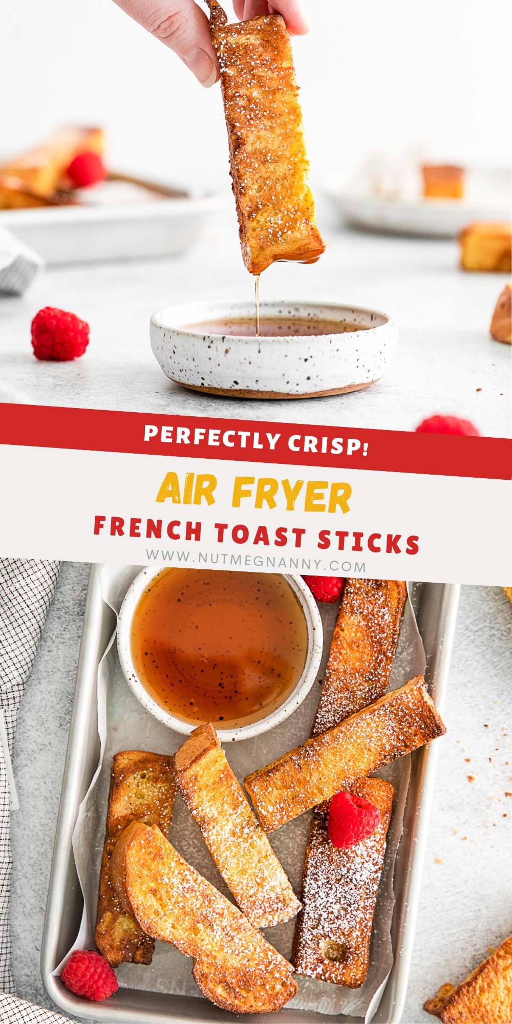 Air Fryer French Toast Sticks pin for Pinterest. 