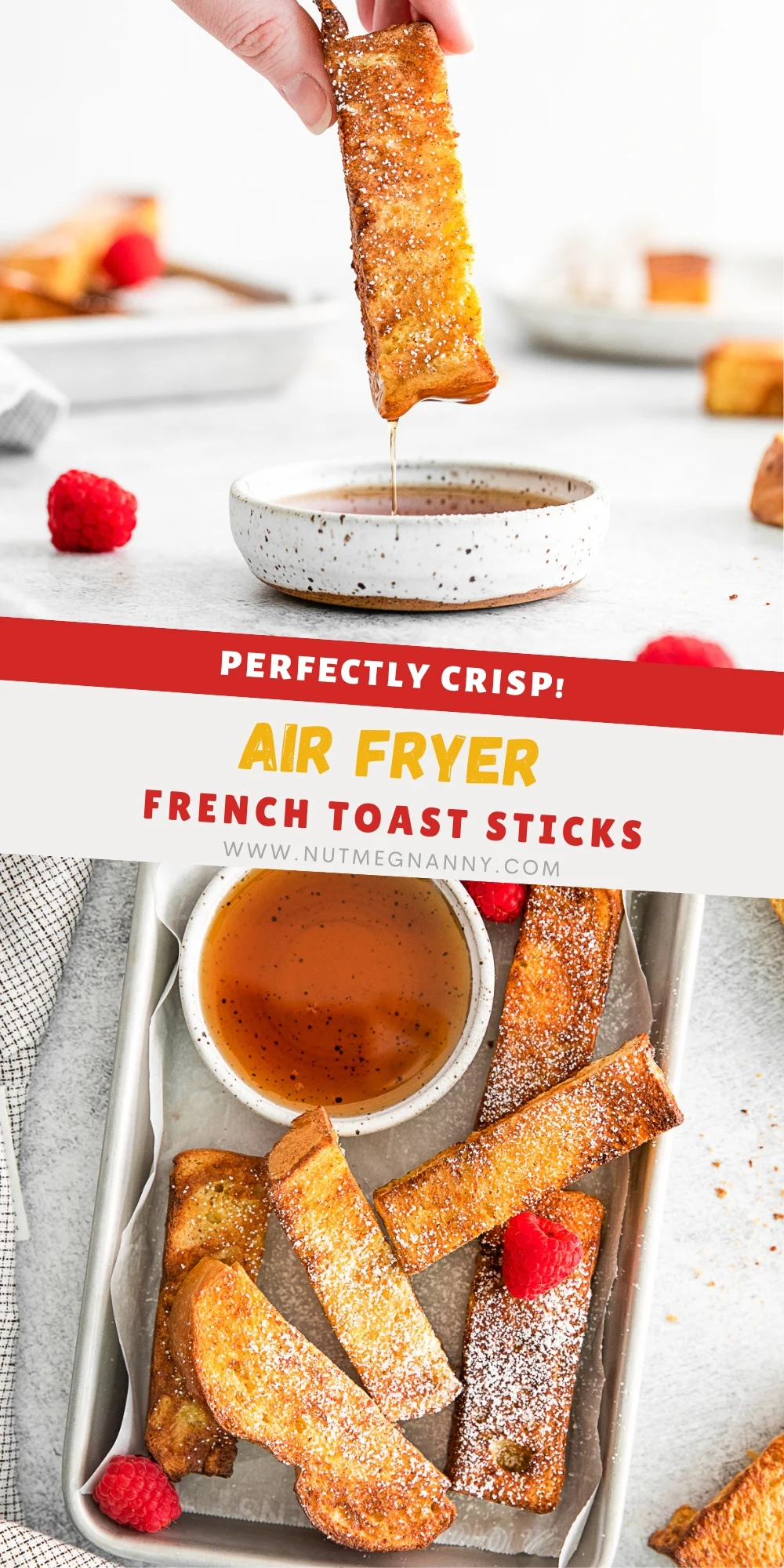 Air Fryer French Toast Sticks pin for Pinterest. 