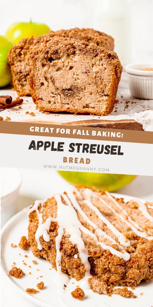 Apple Streusel Bread pin for Pinterest. 