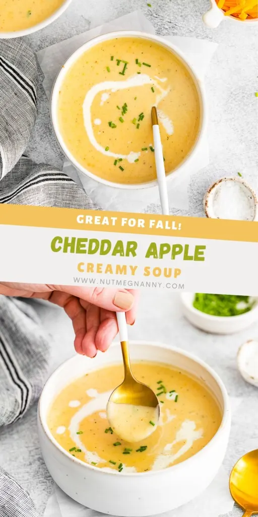 Apple Cheddar Soup pin for Pinterest. 