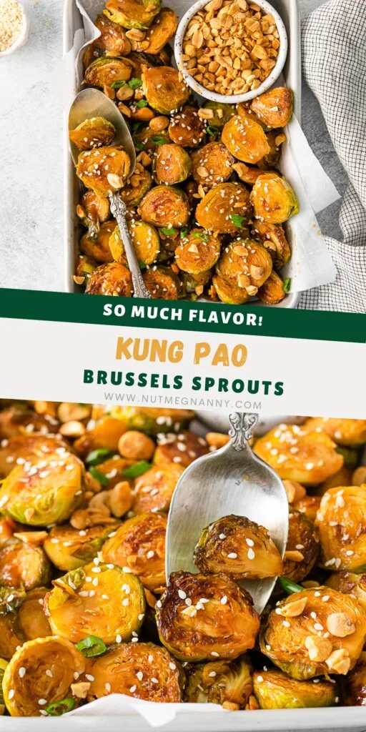 Kung Pao Brussels Sprouts pin for Pinterest. 