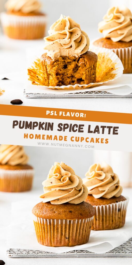 Pumpkin Spice Latte Cupcakes pin for Pinterest. 
