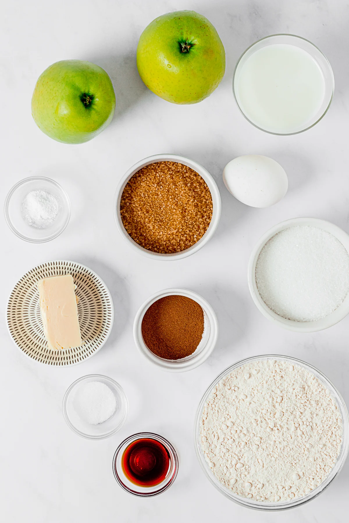 Apple Streusel Bread ingredients on a table. 