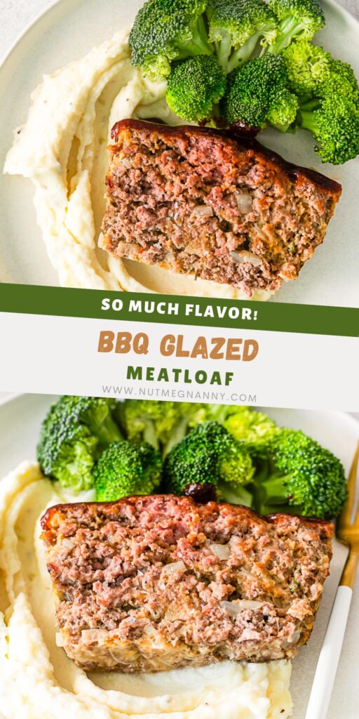 BBQ Glazed Meatloaf pin for Pinterest. 