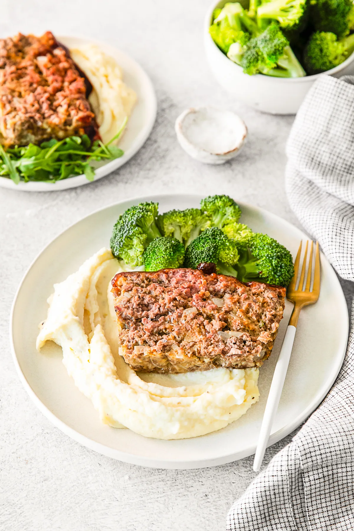 BBQ Glazed Meatloaf served with mashed potatoes. 