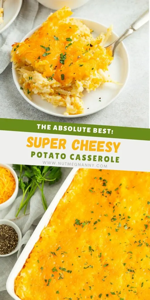 Cheesy Potatoes (Funeral Potatoes) pin for Pinterest. 